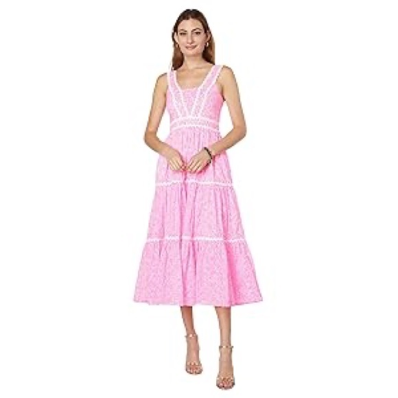 New Lilly Pulitzer Womens Pollie Cotton Dress Pink Shandy Invest A Gator Size 4 - Picture 9 of 9